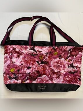 Victoria’s Secret Pink Floral Quilted Weekender Tote Travel Bag